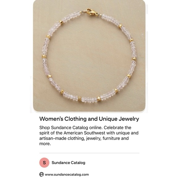 Sundance Catalog Moonstone Bracelet Sterling Silver 18k Gold Plated 7.5" White - Picture 2 of 7